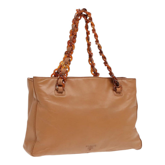 Luxury Prada Tote Bag Leather Brown Silver  92122