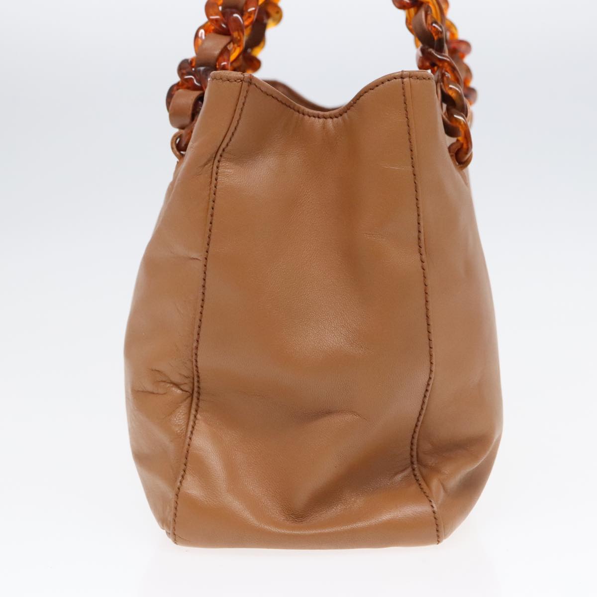 Luxury Prada Tote Bag Leather Brown Silver  92122
