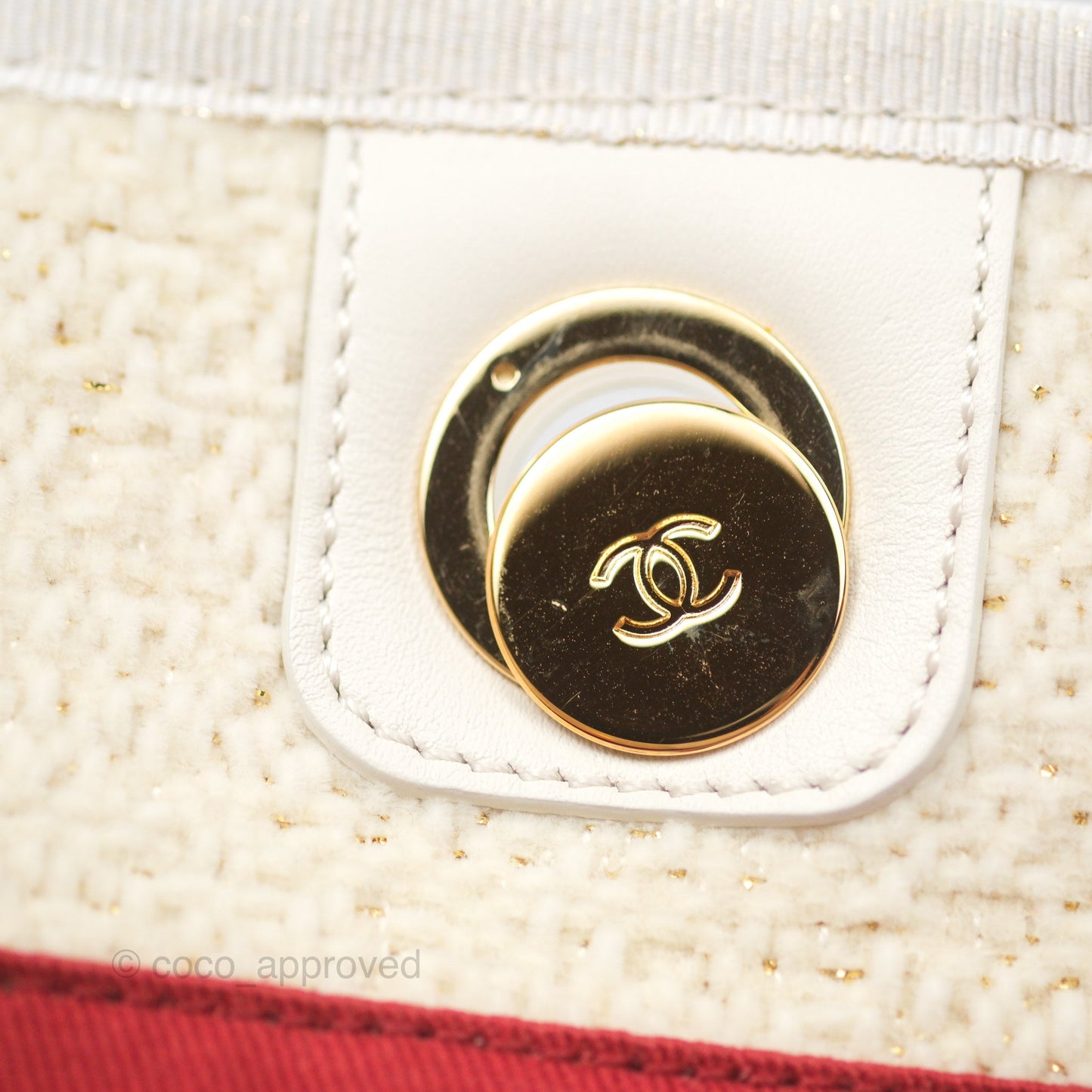 Chanel Medium Deauville Tote Ivory Lurex Boucle 19A