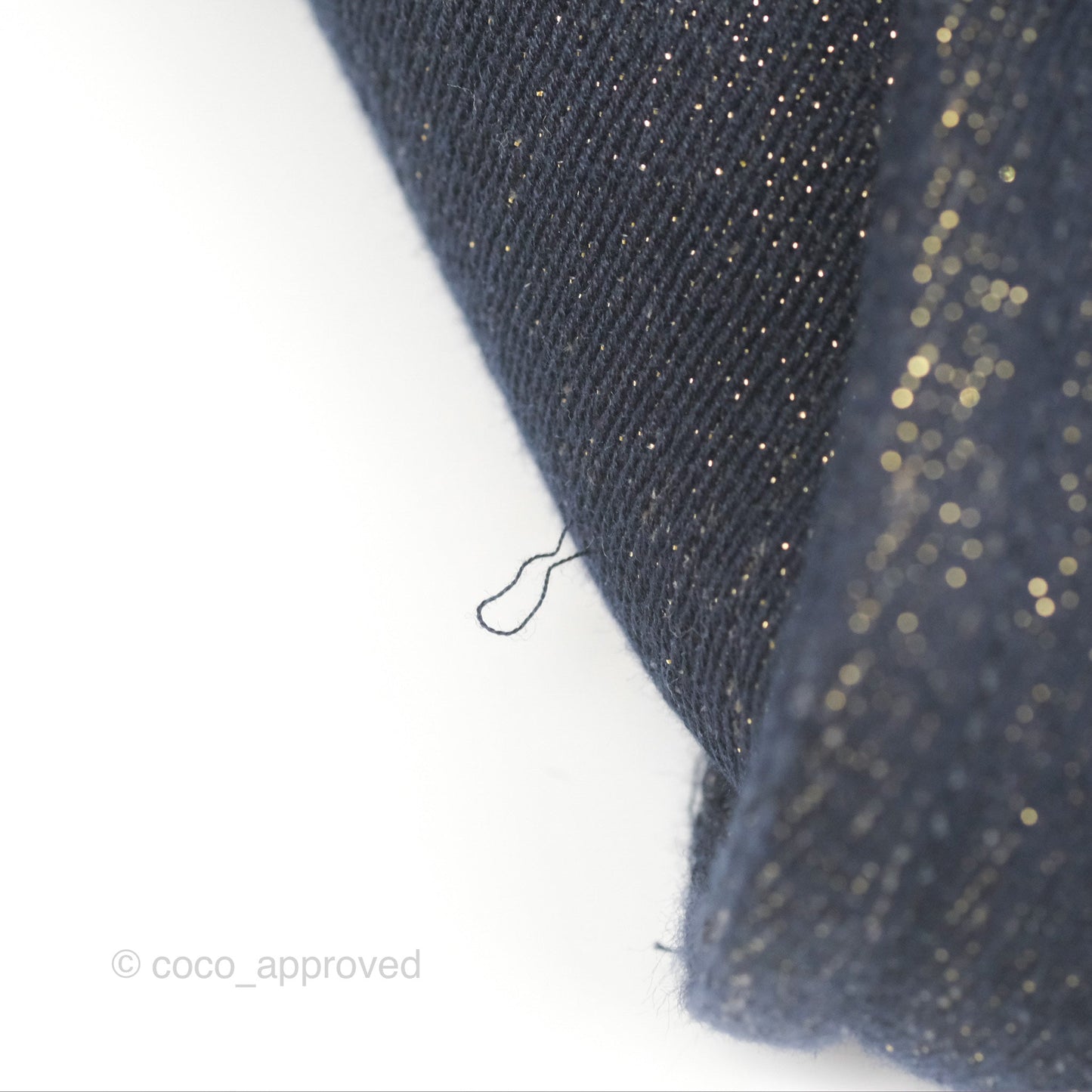Chanel Large Deauville Navy Glitter Canvas Gold Hardware