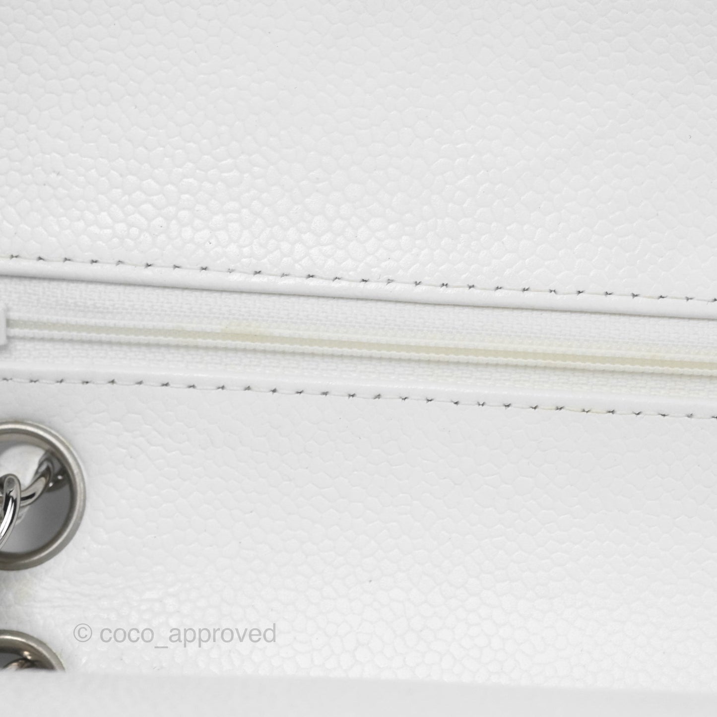 Chanel Classic M/L Medium Double Flap White Caviar Silver Hardware