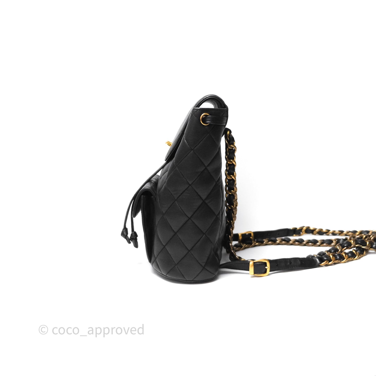 Chanel Vintage CC Duma Backpack Black Lambskin 24K Gold Hardware