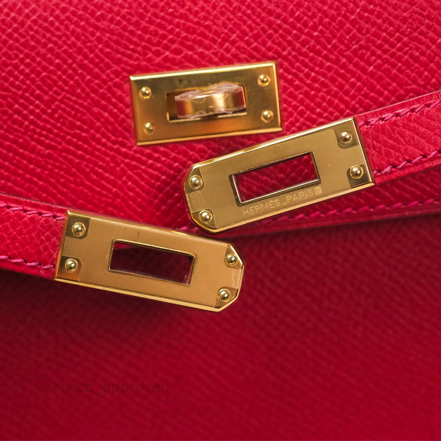Hermès Sellier Kelly 25 Rouge Casaque Q5 Epsom Gold Hardware