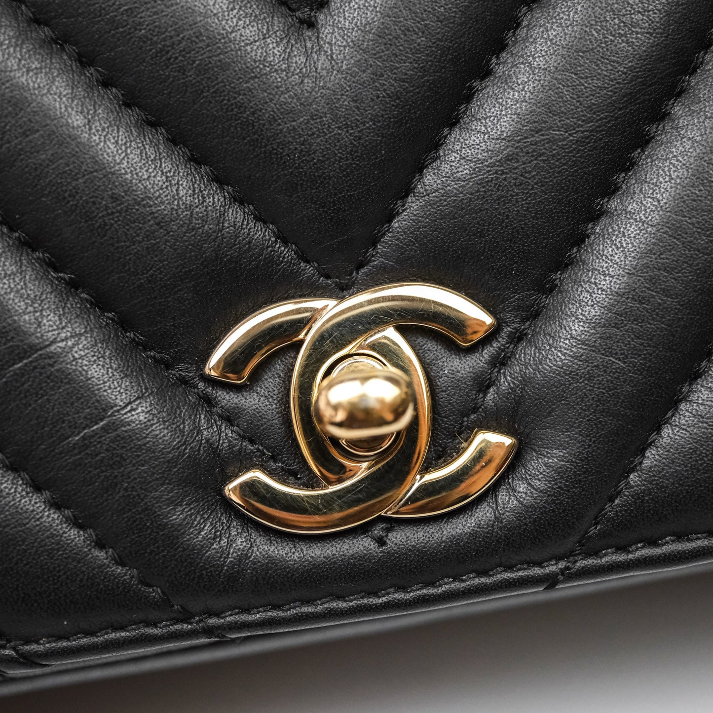 Chanel Small Statement Chevron Flap Bag Black Gold Hardware