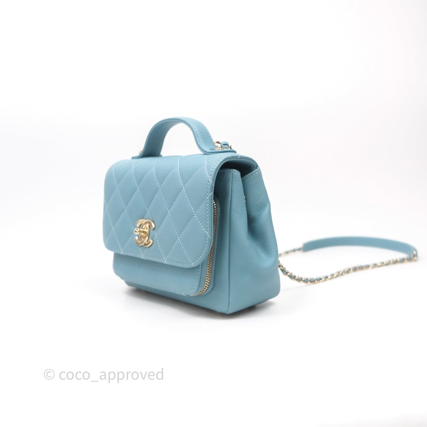 Chanel Small Quilted Business Affinity Flap Caviar Blue Gold Hardware