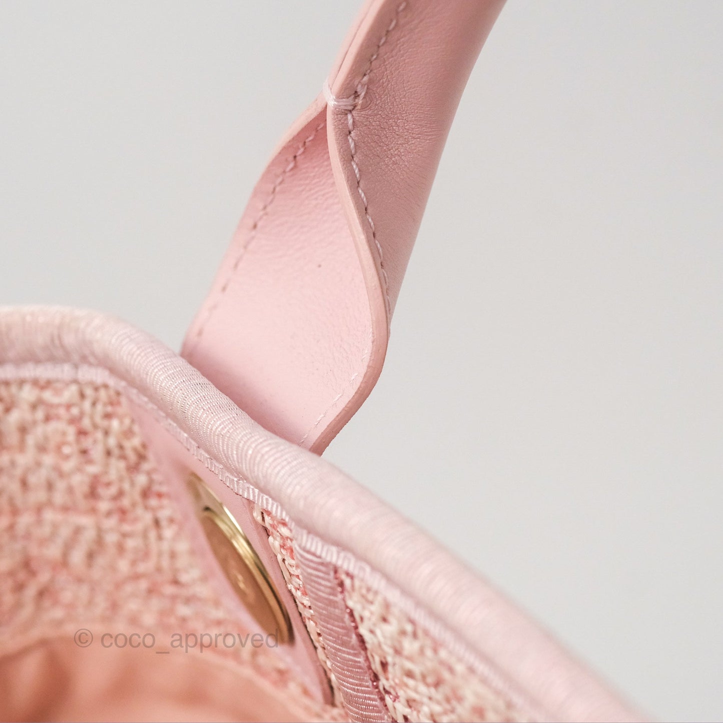 Chanel Large Deauville Tote Pink Woven Tweed Gold Hardware