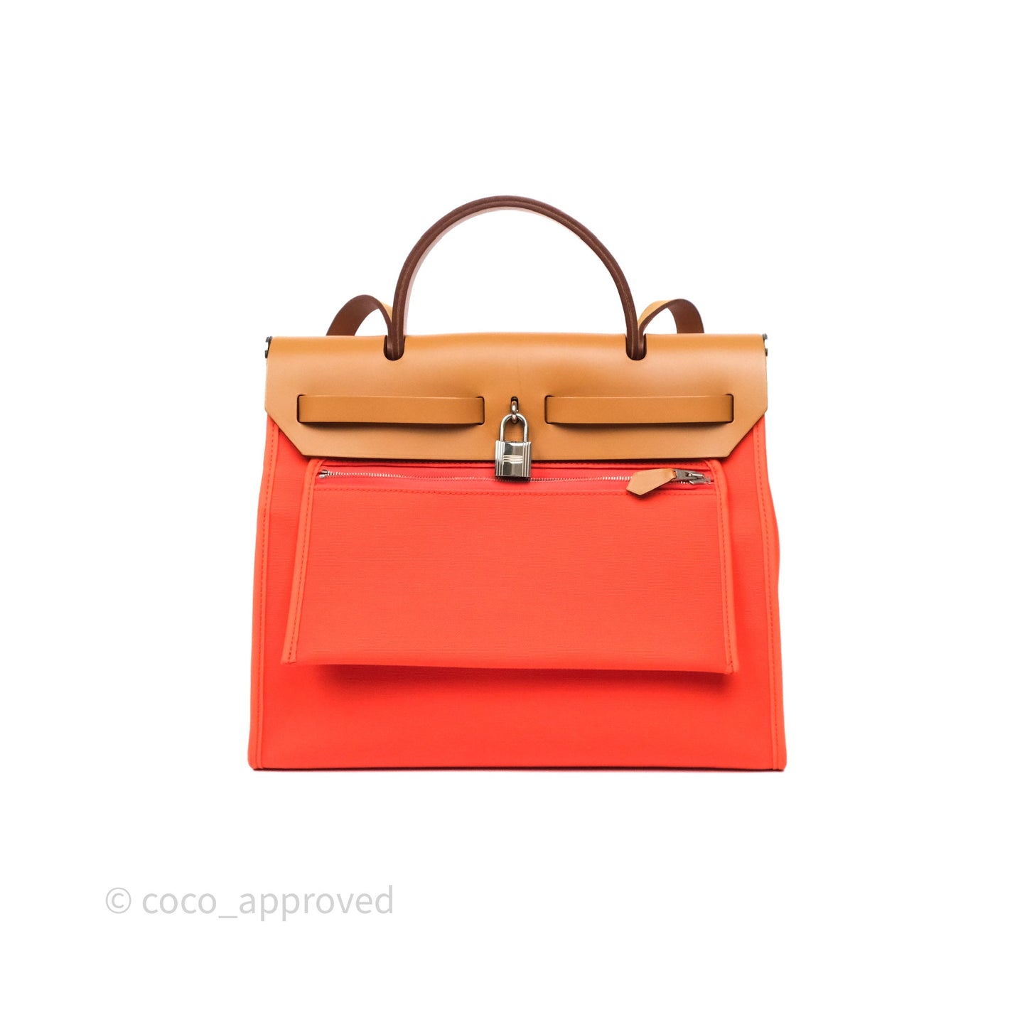 Hermès Herbag Zip 31 Capucine 9T / Fauve 34 Canvas Palladium Hardware