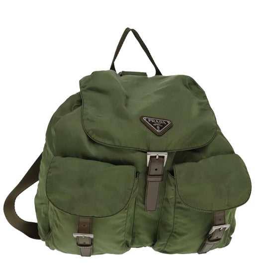 Luxury Prada Backpack Nylon Khaki Silver  92200