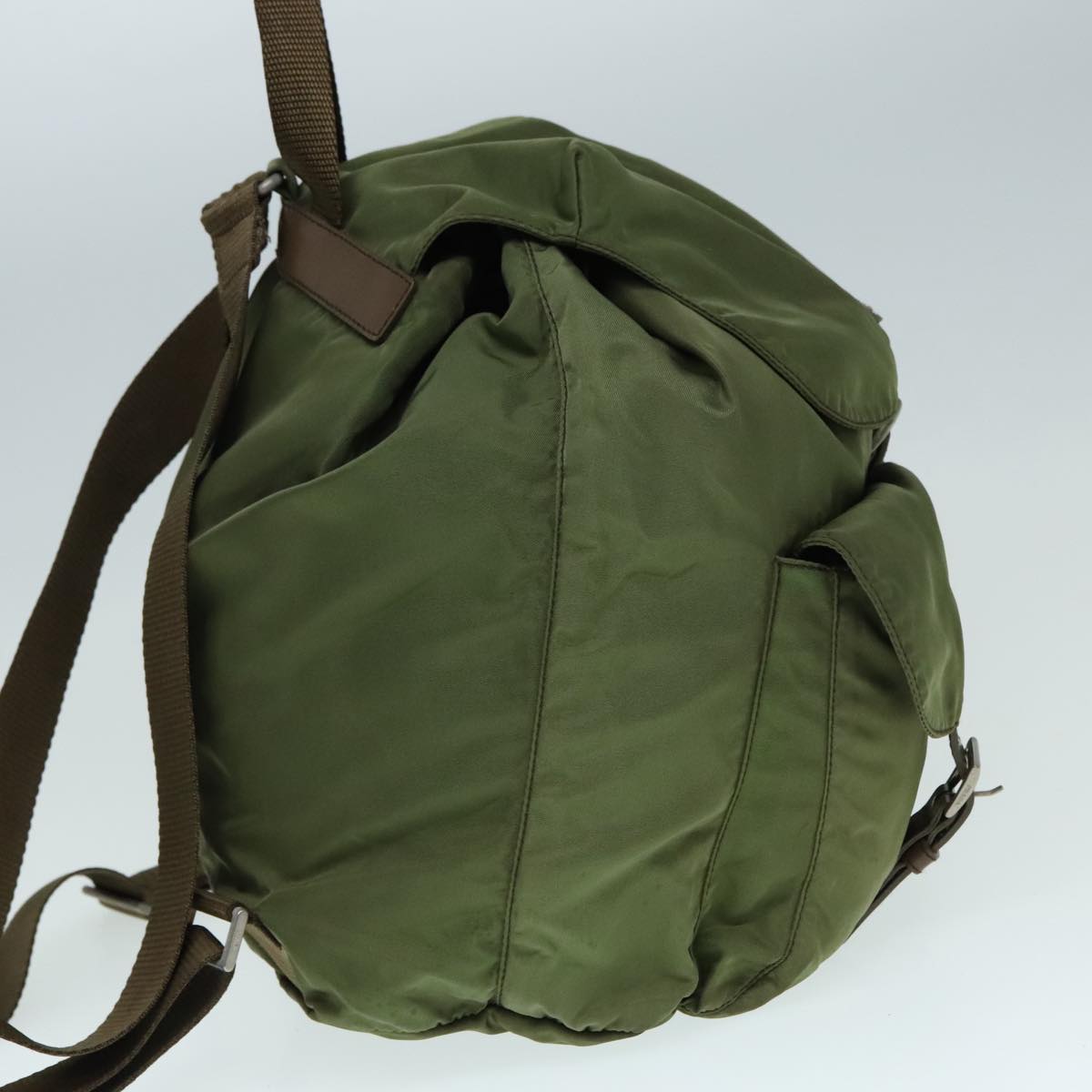 Luxury Prada Backpack Nylon Khaki Silver  92200