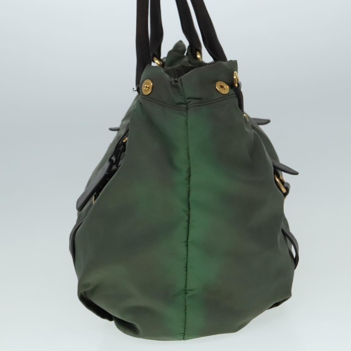 Luxury Prada Hand Bag Nylon 2way Khaki Gold  92201