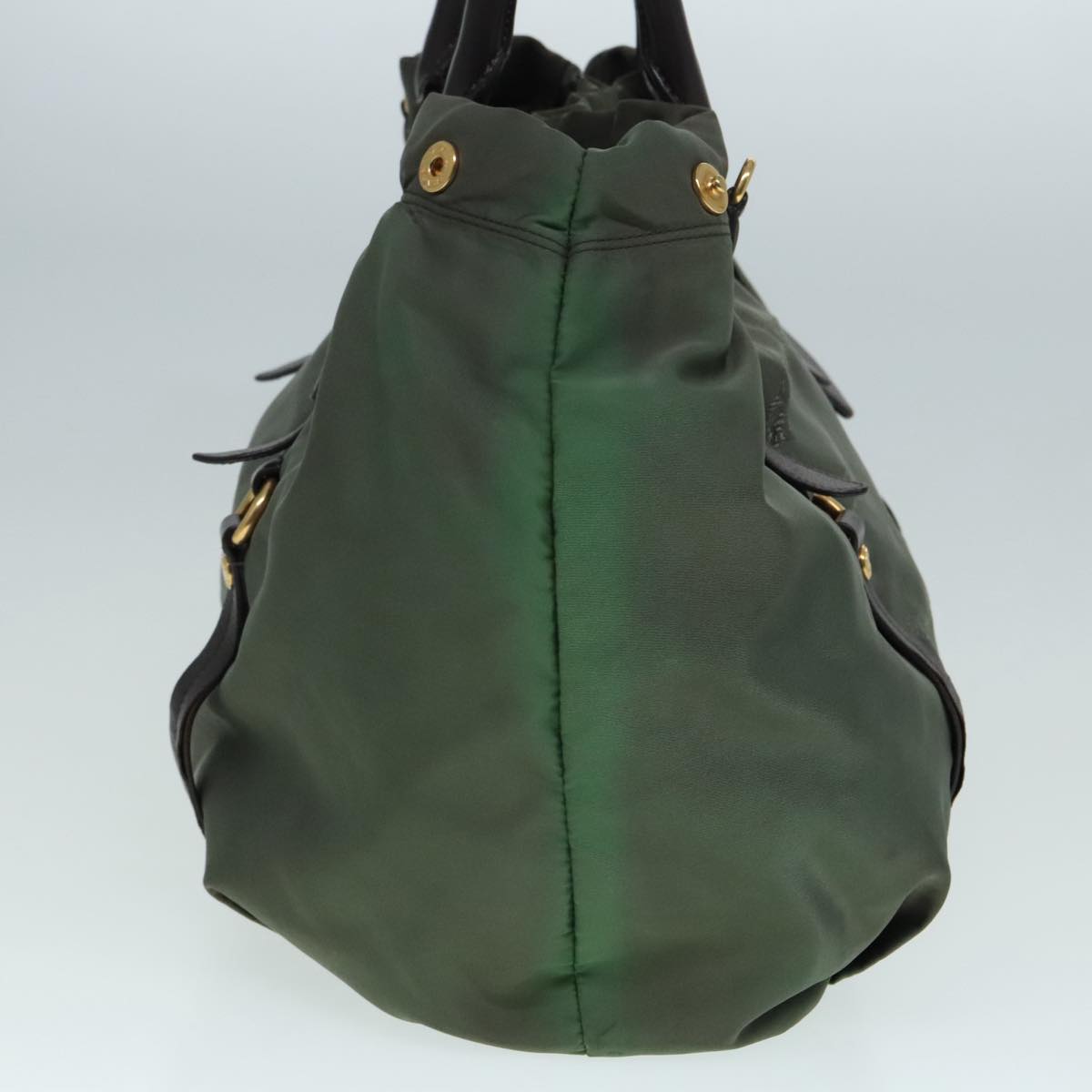 Luxury Prada Hand Bag Nylon 2way Khaki Gold  92201