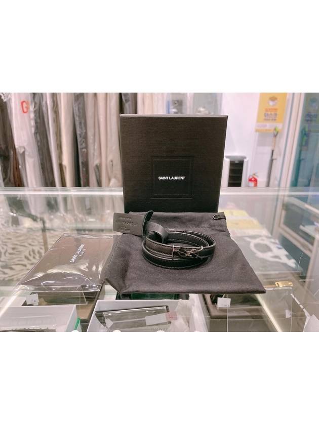 Luxury Saint Laurent Opyum Silver Double Wrap Bracelet Black
