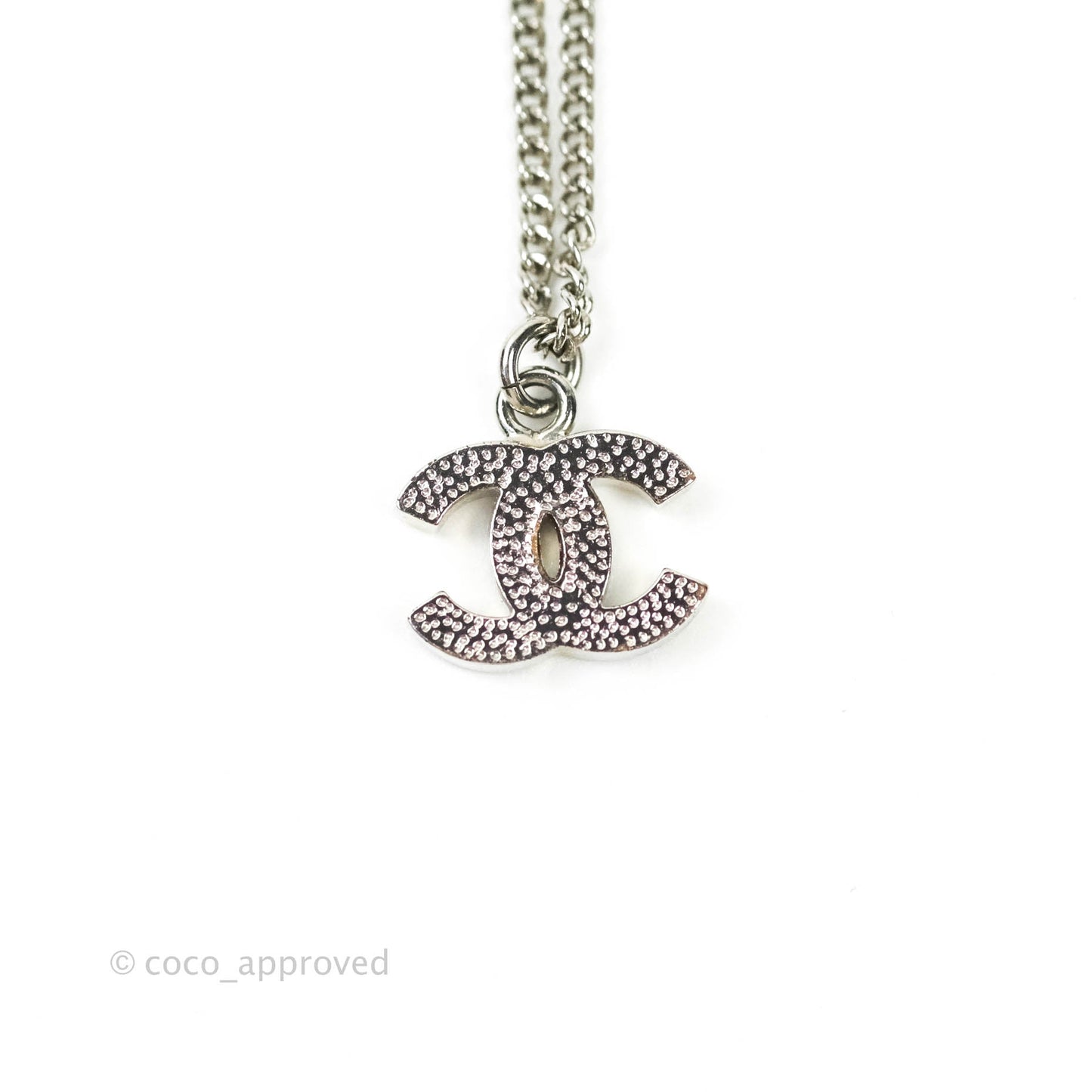 Chanel CC Crystal Necklace Silver Tone 11V