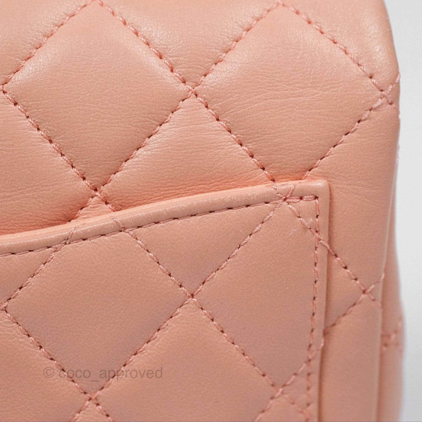 Chanel Pearl Crush Mini Square Quilted Peach Beige Lambskin Aged Gold Hardware