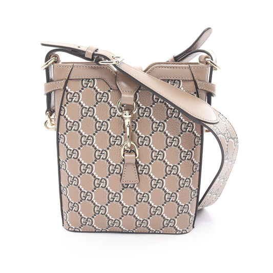 Luxury Gucci Trending 2025 GG Shadow Mini bucket Shoulder bag Leather Gray beige