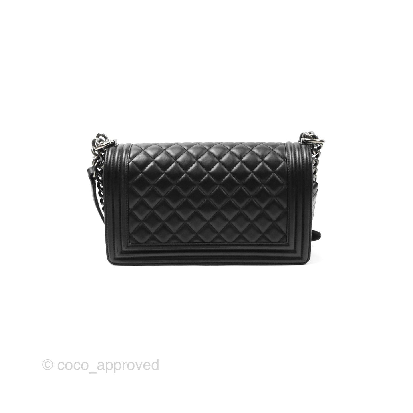 Chanel Quilted Medium Boy Black Calfskin Ruthenium Hardware