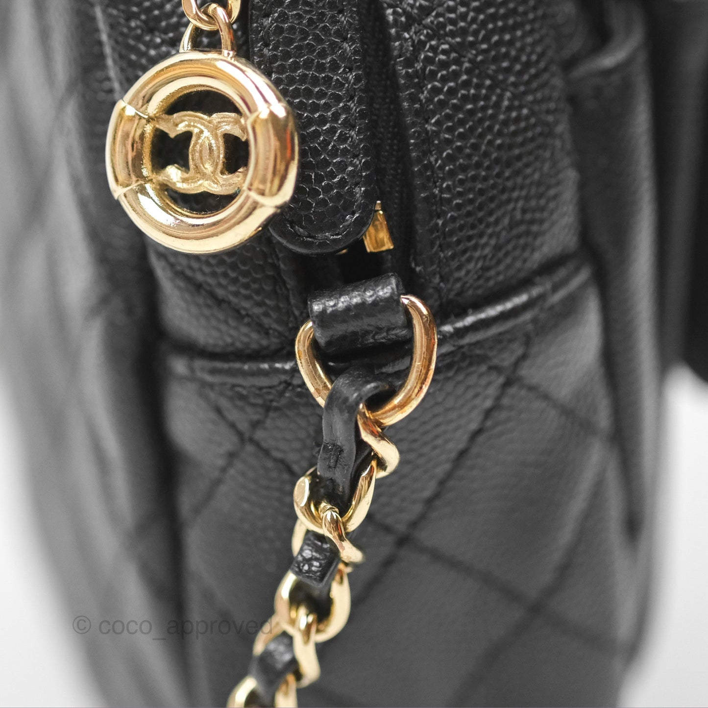 Chanel CC Day Camera Bag Black Caviar Gold Hardware