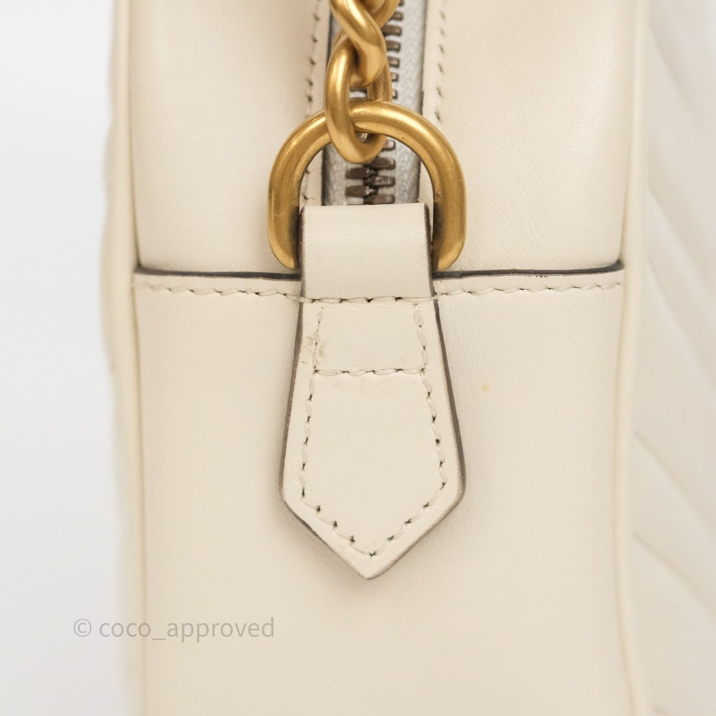 Gucci Small GG Marmont Camera Bag White Calfskin Gold Hardware