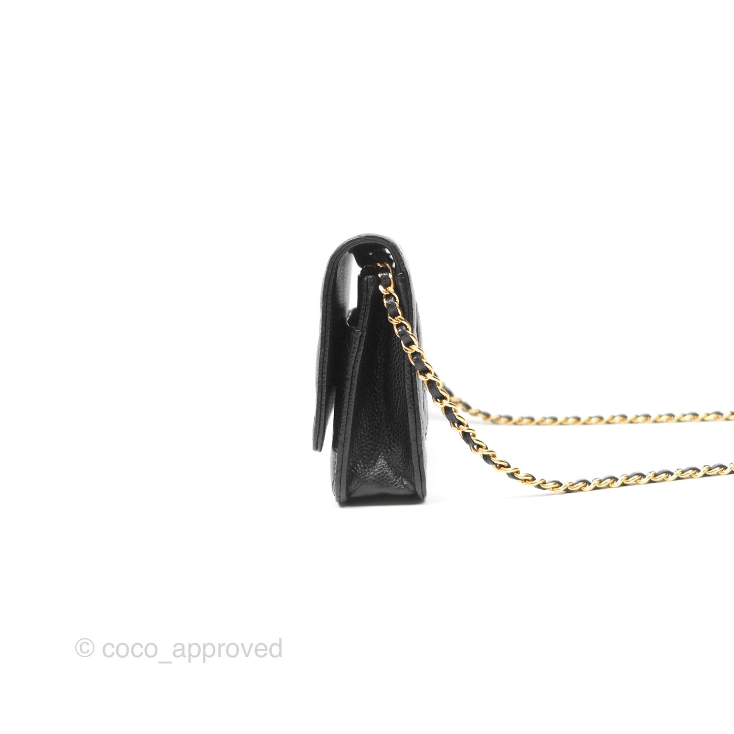 Chanel Classic Wallet On Chain WOC Quilted Black Caviar Gold Hardware