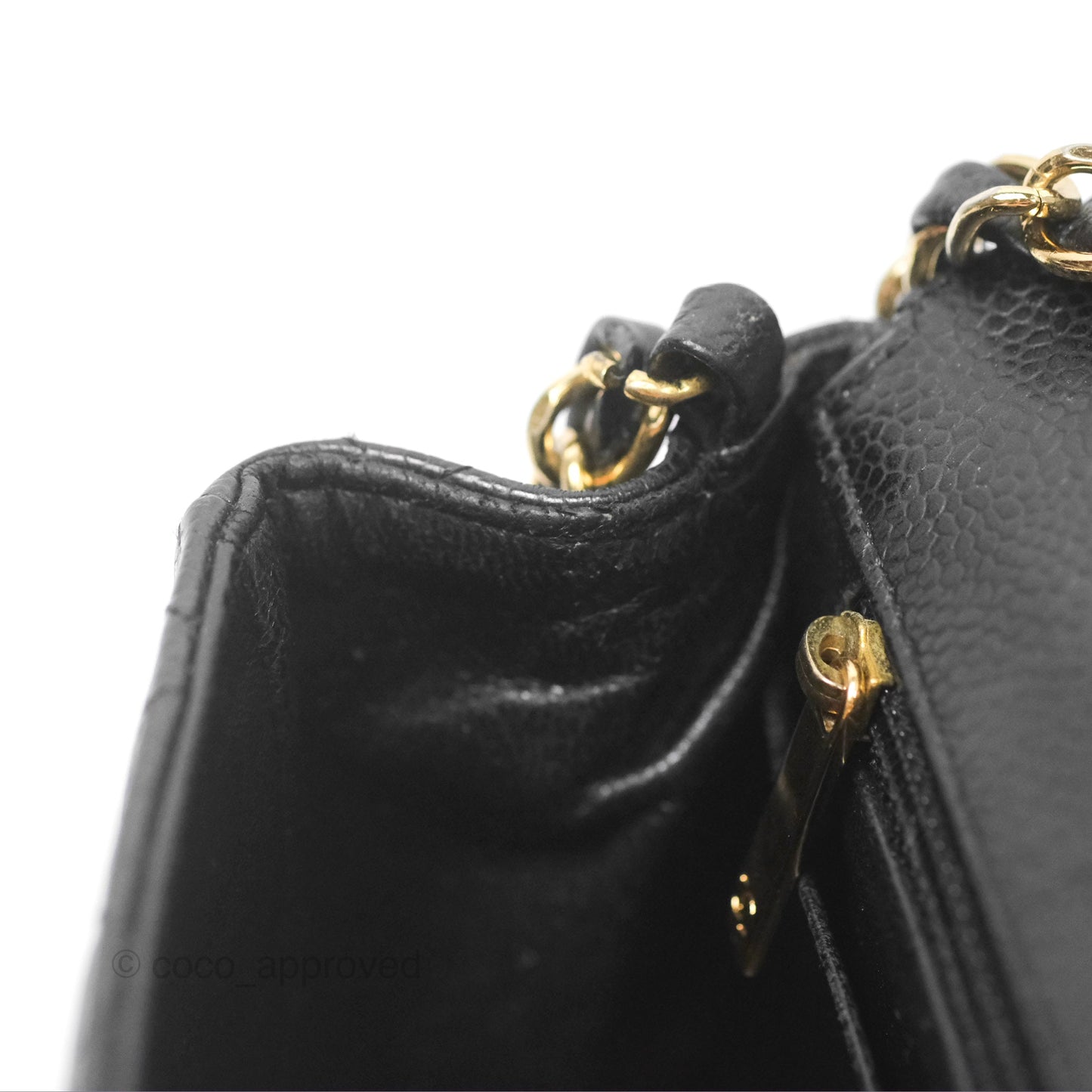 Chanel Vintage Mini Square Quilted Black Caviar Gold Hardware