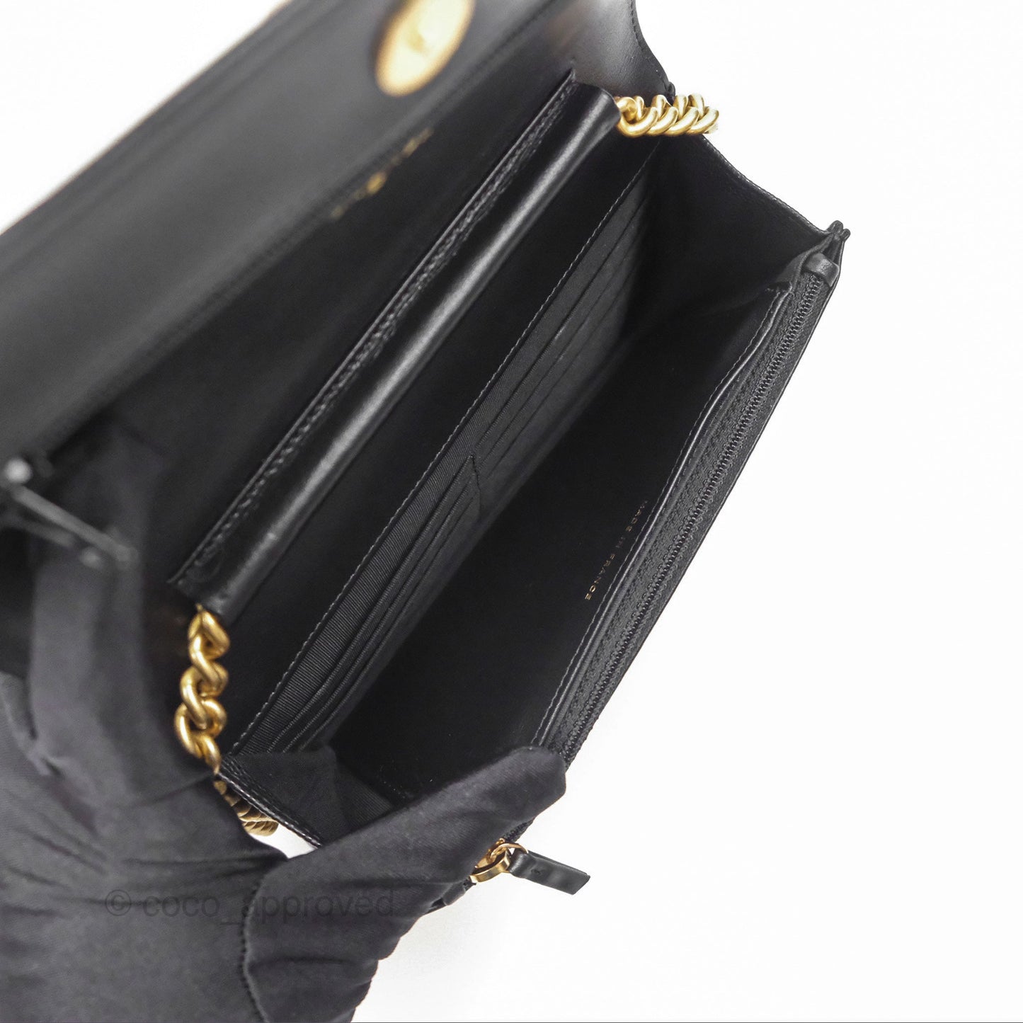 Chanel Quilted Boy Wallet on Chain WOC Black Caviar Age Gold Hardware
