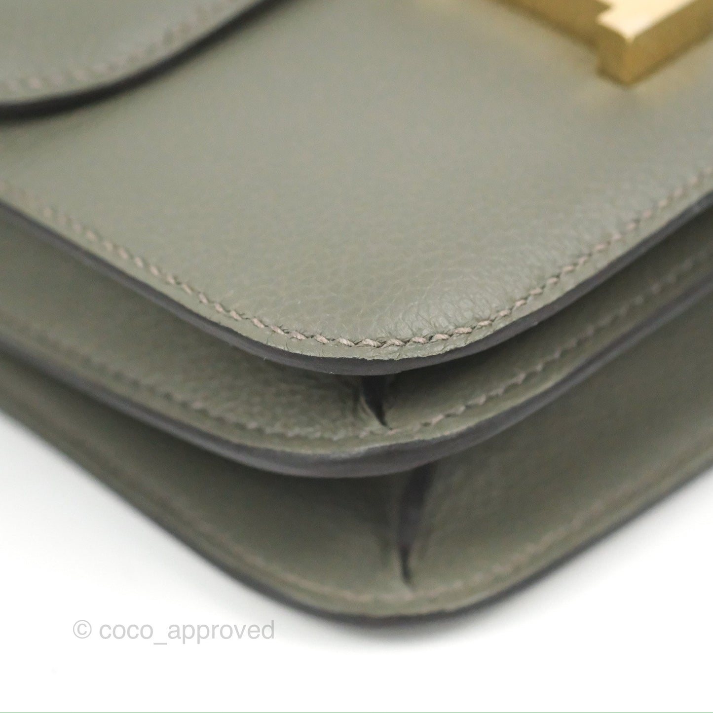 Hermès Constance Mini 18cm with Mirror Gris Meyer 0L/Gris Pale M4 Evercolor Gold Hardware