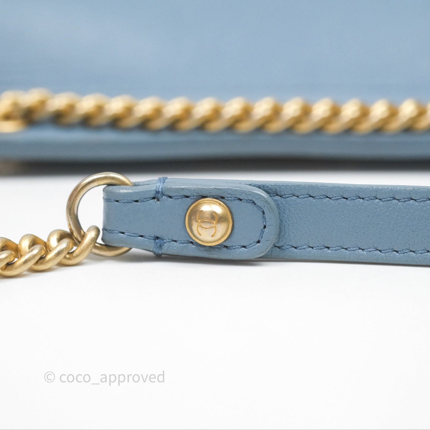 Chanel Curved Flap Bag Blue Lambskin Aged Gold Hardware