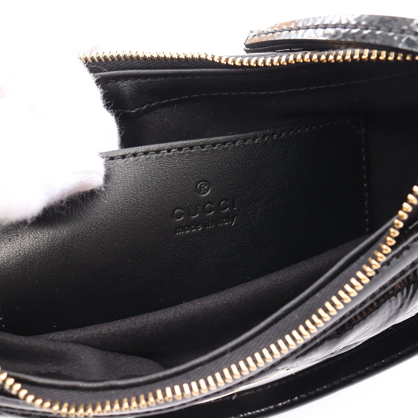 Luxury Gucci Trending 2025 GG Marmont Small One shoulder bag Patent leather Black