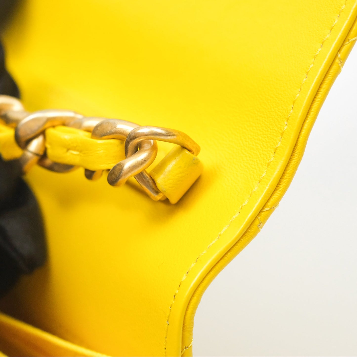 Chanel Lacquered Chain Mini WOC Yellow Lambskin