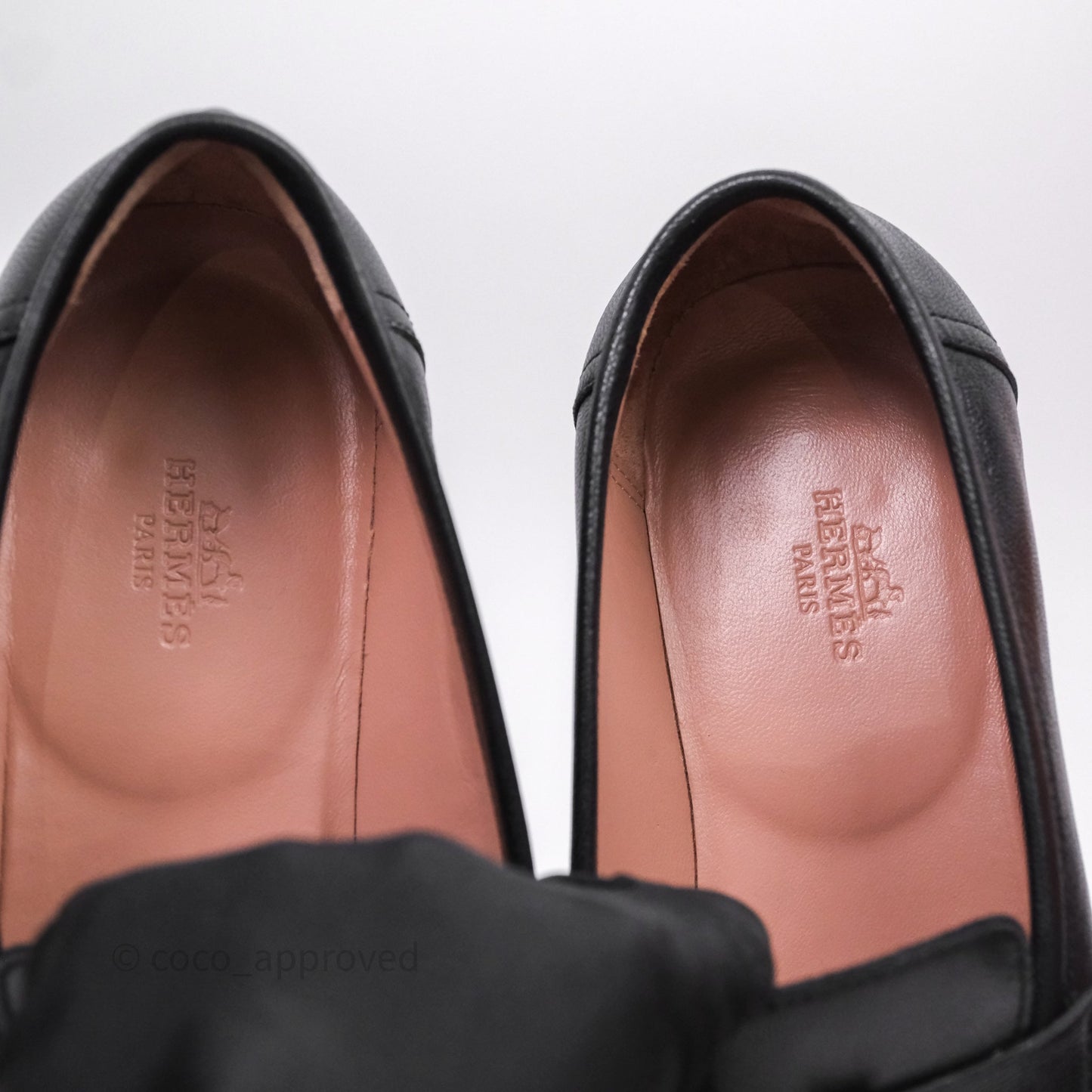 Hermès Paris Loafer Black Goatskin Palladium H Buckle Size 38