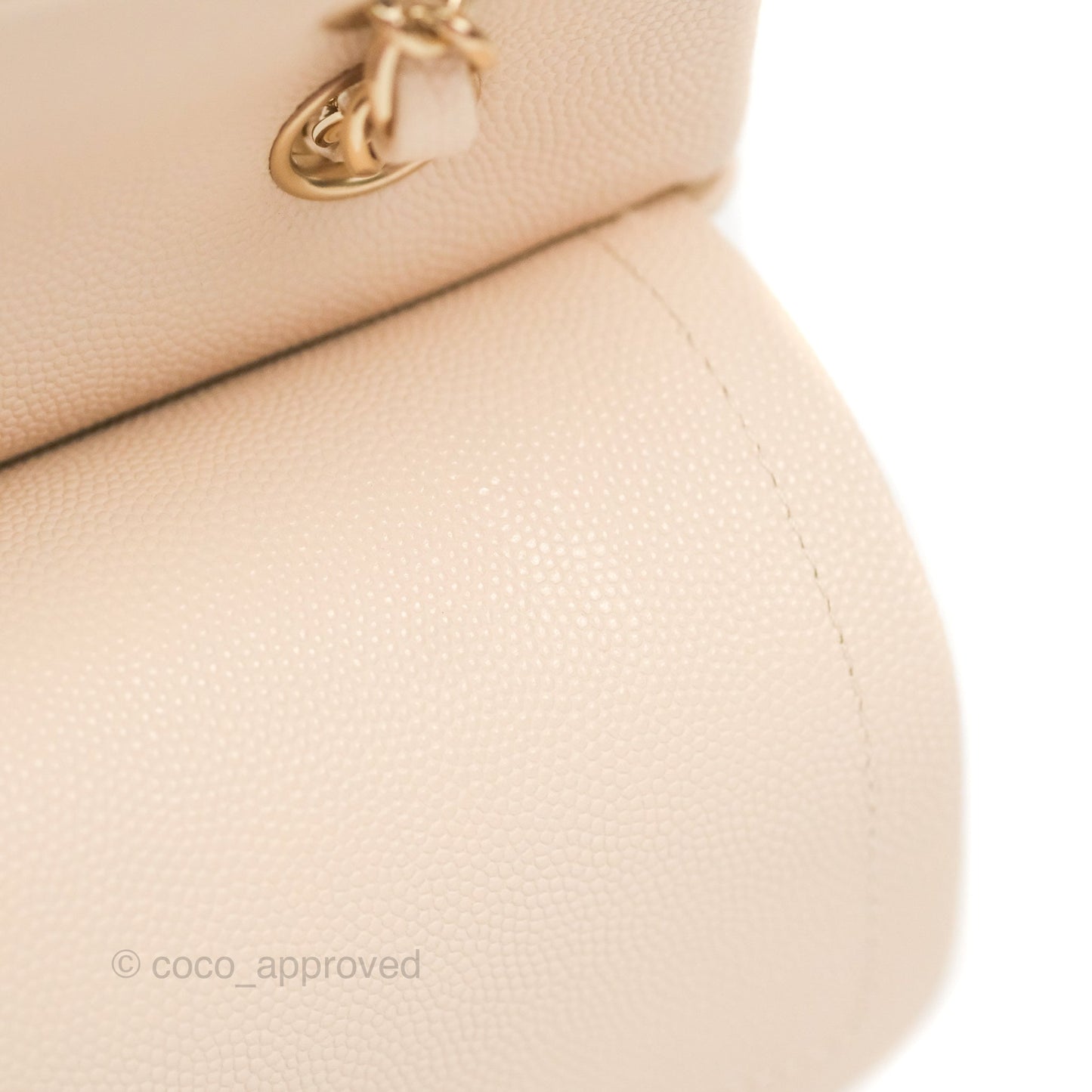 Chanel Small Classic Quilted Flap Light Ivory Beige Caviar Gold Hardware 20C