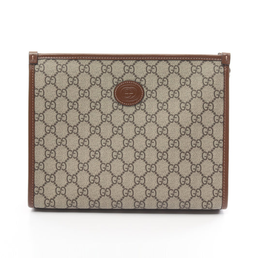 Luxury Gucci Trending 2025 Interlocking G GG Supreme Clutch bag PVC Leather Beige Brown