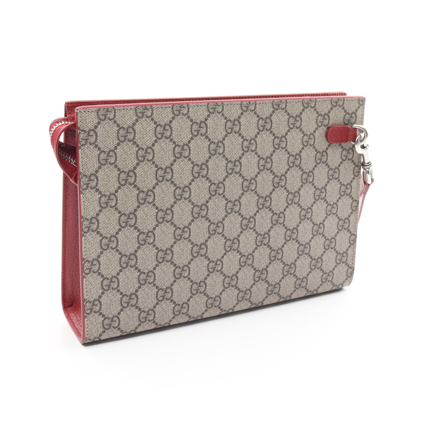 Luxury Gucci Trending 2025 GG Supreme Pouch Clutch bag PVC Leather Beige Bordeaux