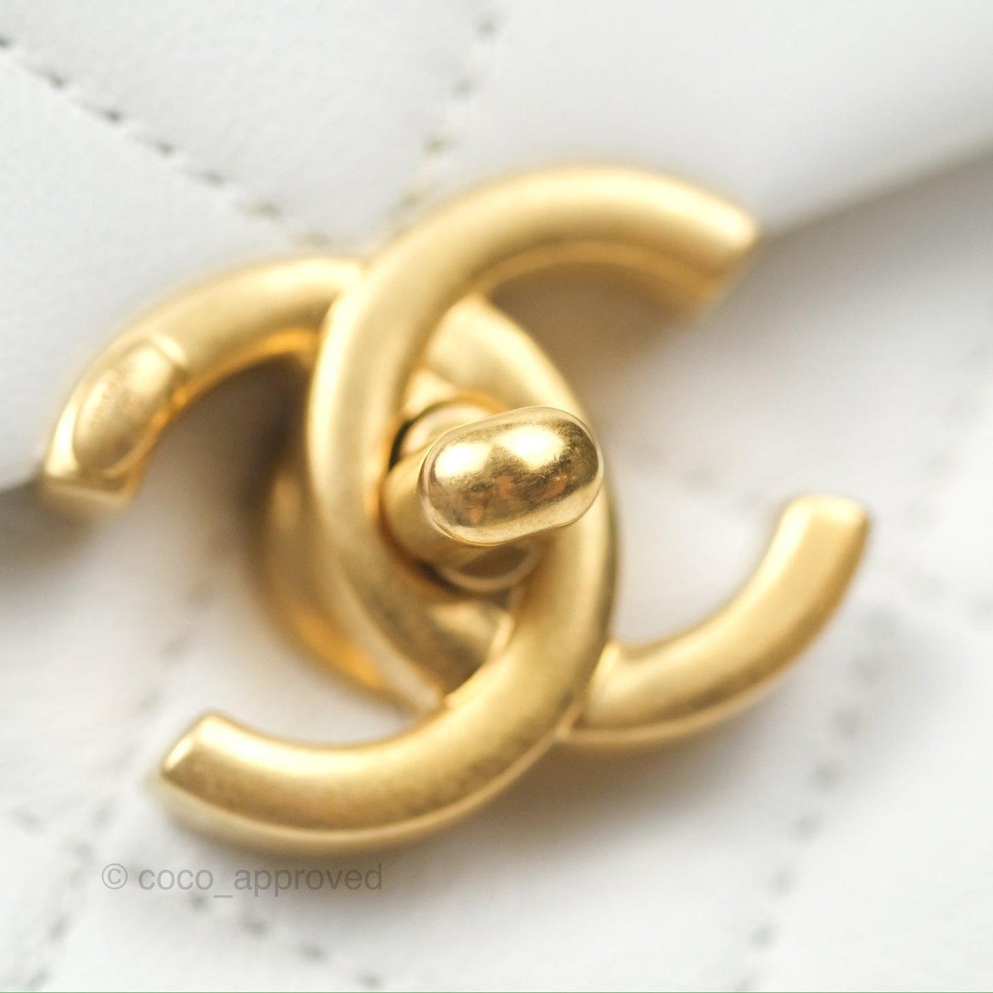 Chanel Adjustable Flap Bag White Calfskin Aged Gold Hardware