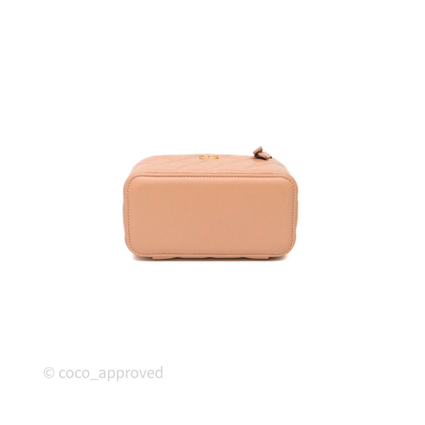 Chanel Vanity Rectangular Top Handle Beige Lambskin Aged Gold Hardware
