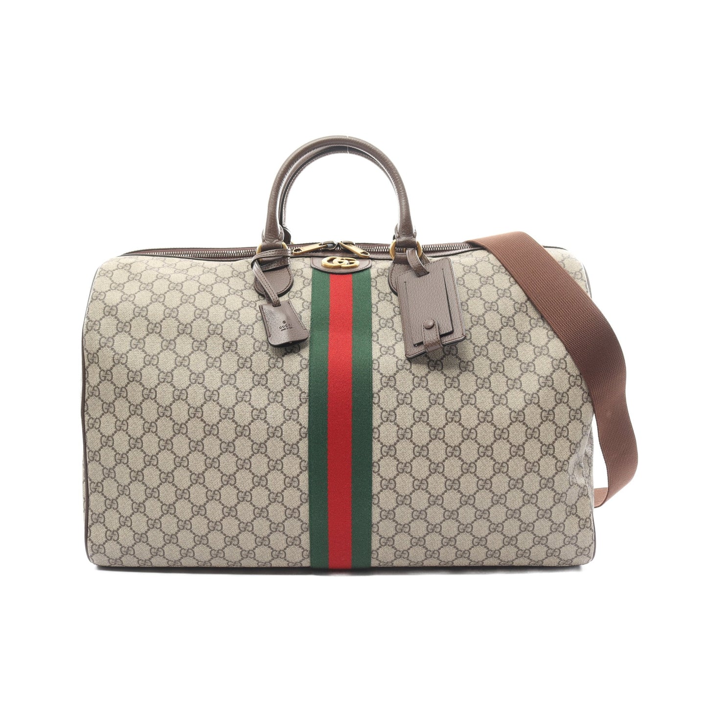 Luxury Gucci Trending 2025 GG Supreme Sherry line Boston bag PVC Leather Beige Brown Multicolor 2WAY