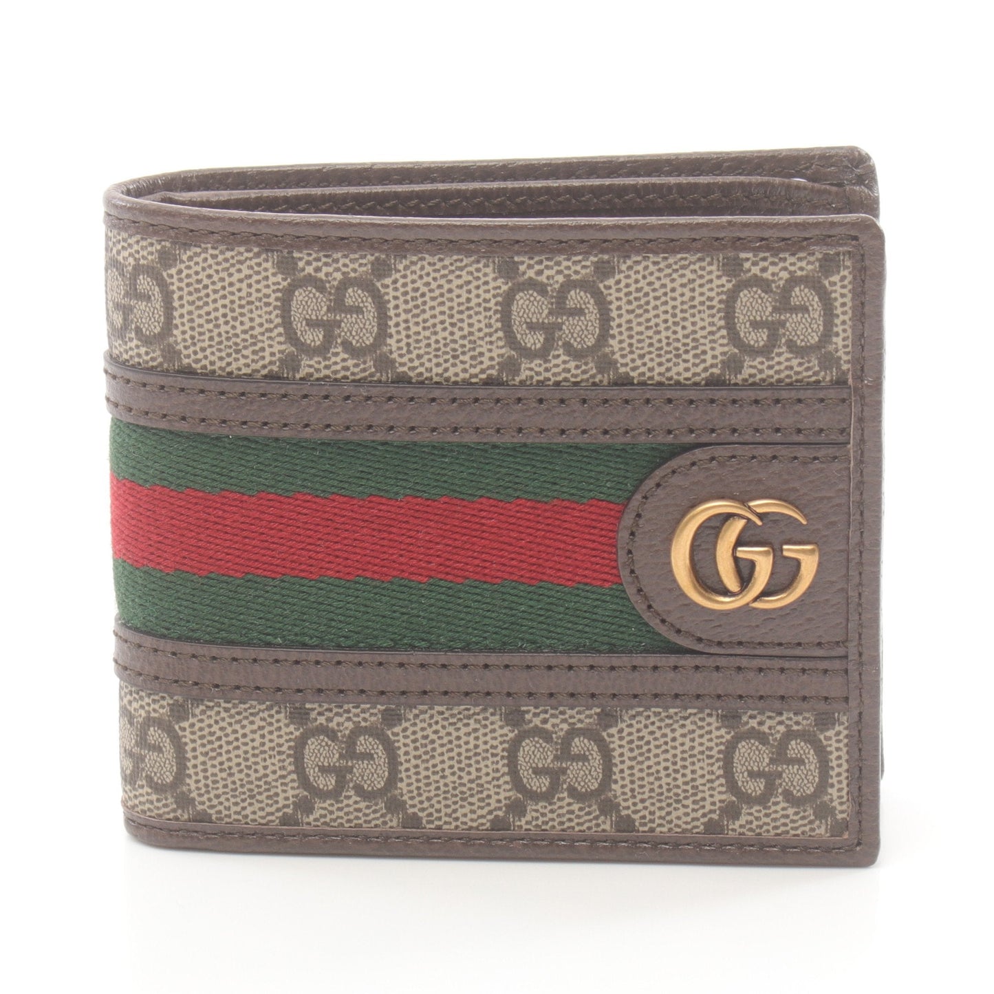 Luxury Gucci Trending 2025 Ophidia GG Supreme Sherry line Bi-fold wallet PVC Leather Beige Dark brown Multicolor