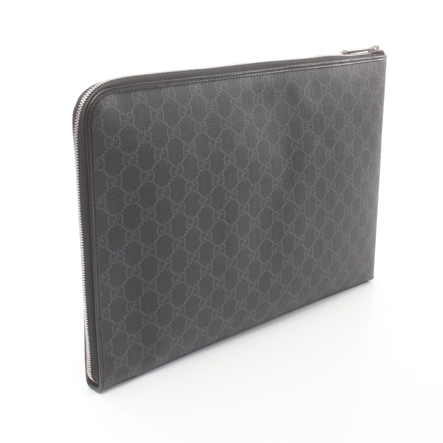 Luxury Gucci Trending 2025 With interlocking G GG Supreme Document case Clutch bag PVC Leather Black