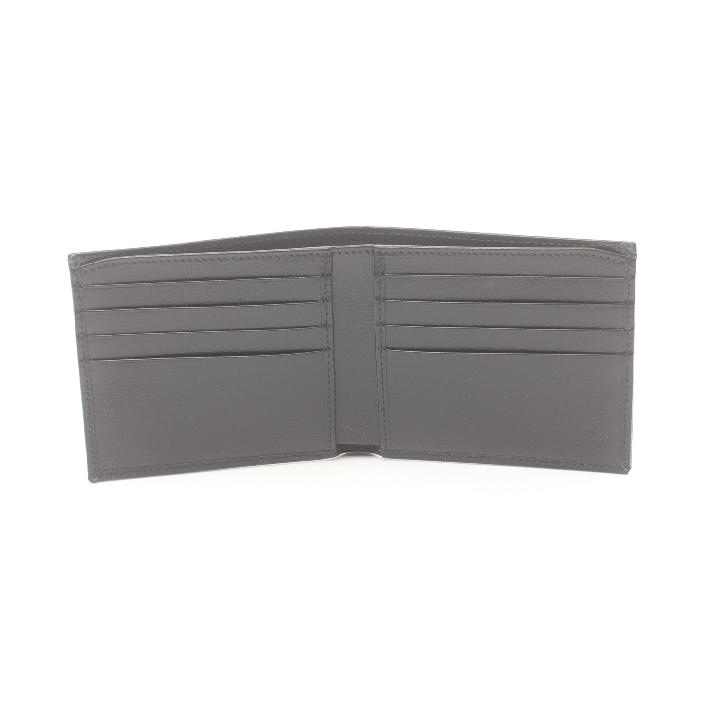 Luxury Gucci Trending 2025 Interlocking G GG Supreme Bi-fold wallet PVC Leather Dark gray Black