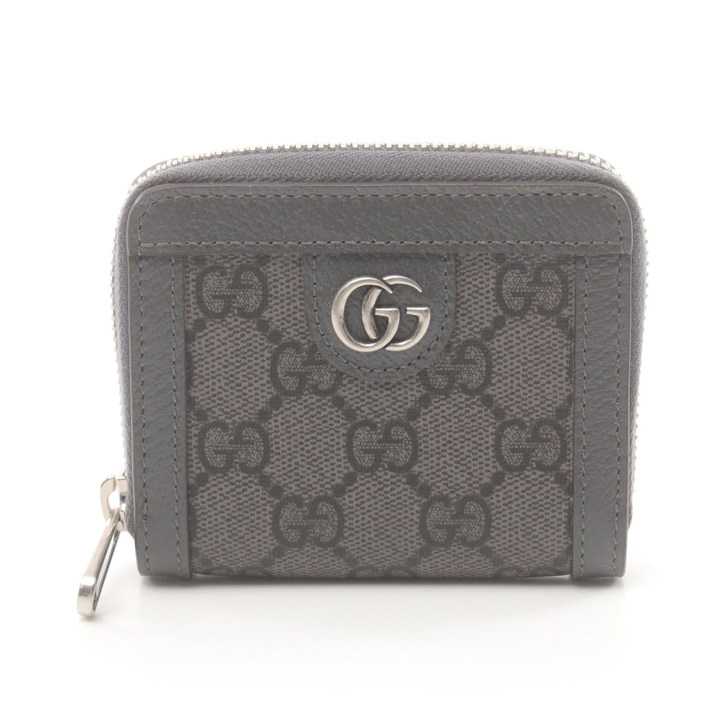 Luxury Gucci Trending 2025 Ophidia GG Supreme Round zipper wallet Coin purse PVC Leather Gray