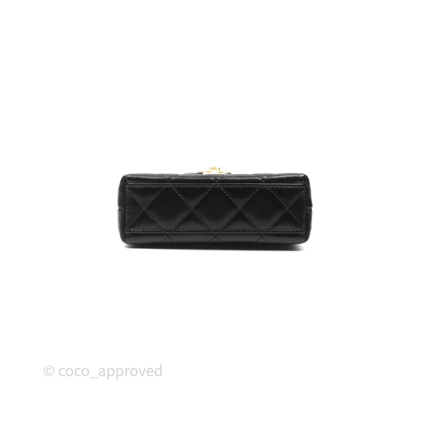 Chanel Mini Nano Kelly Bag Black Shiny Calfskin Aged Gold Hardware