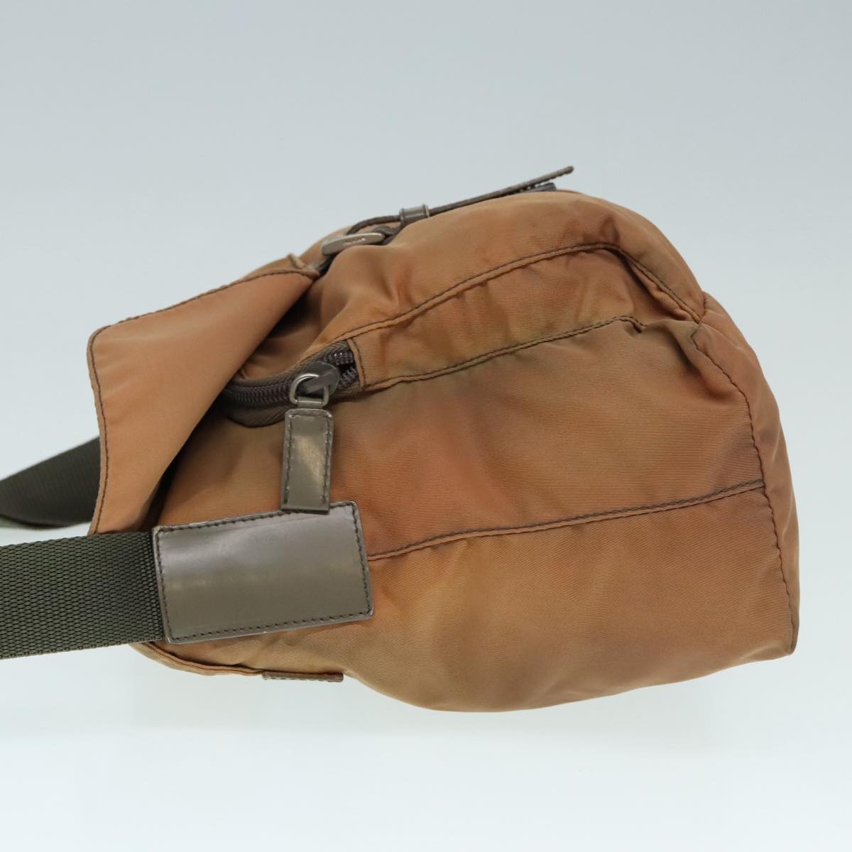 Luxury Prada Shoulder Bag Nylon Silver Brown  92342