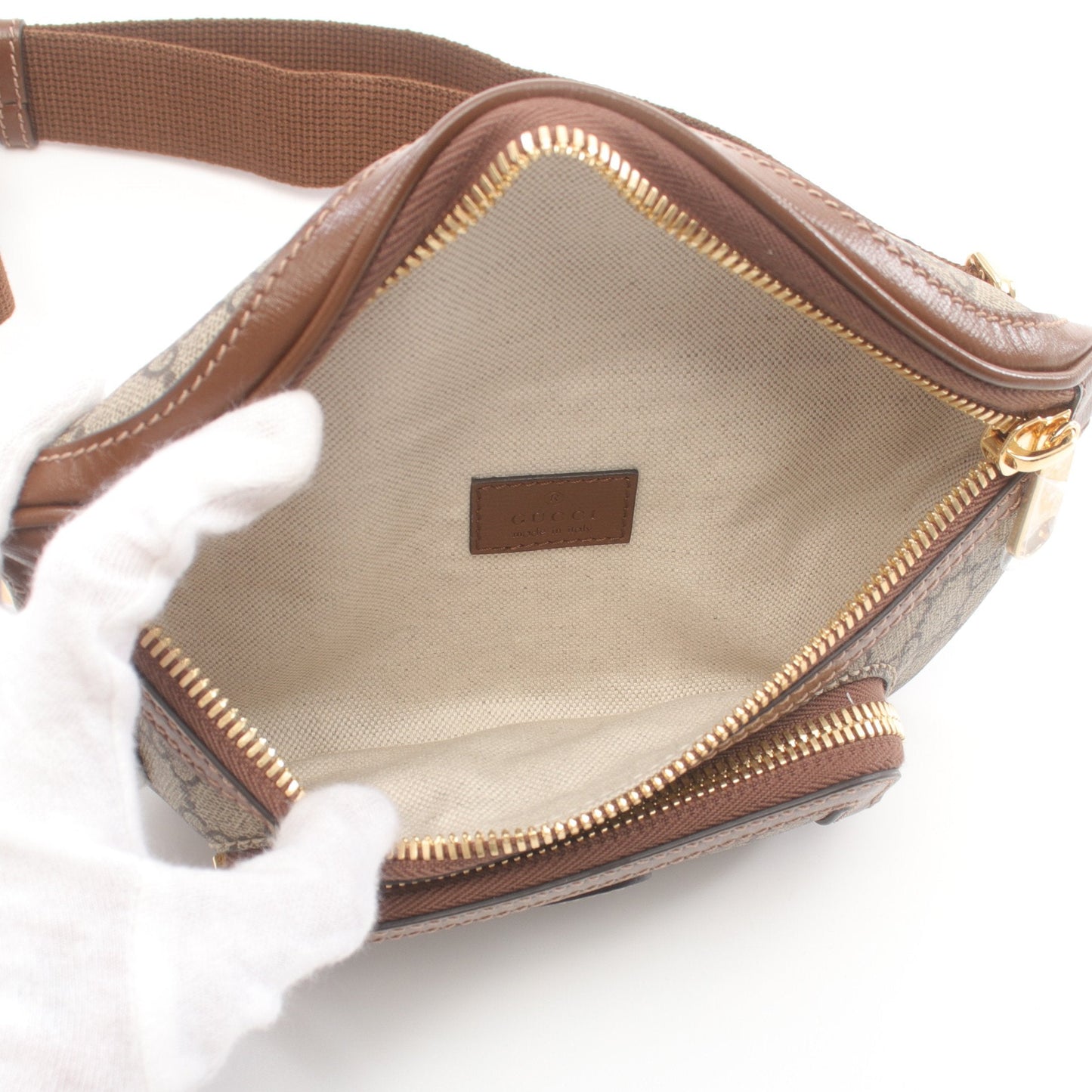 Luxury Gucci Trending 2025 With interlocking G Belt bag Body bag Waist bag PVC Leather Beige Brown