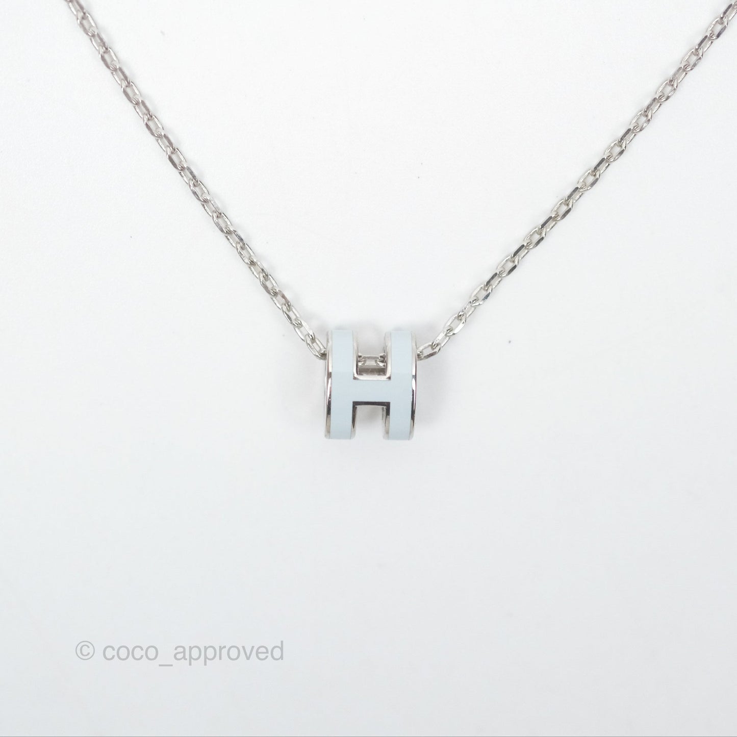 Hermès Mini Pop H Pendant Necklace Bleu Zephyr U2 Silver Hardware