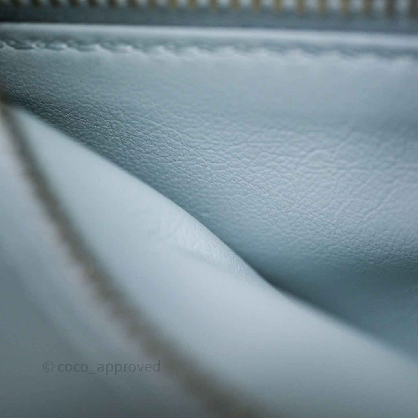 Chanel Pearl Crush Mini Rectangular Light Blue Lambskin Aged Gold Hardware