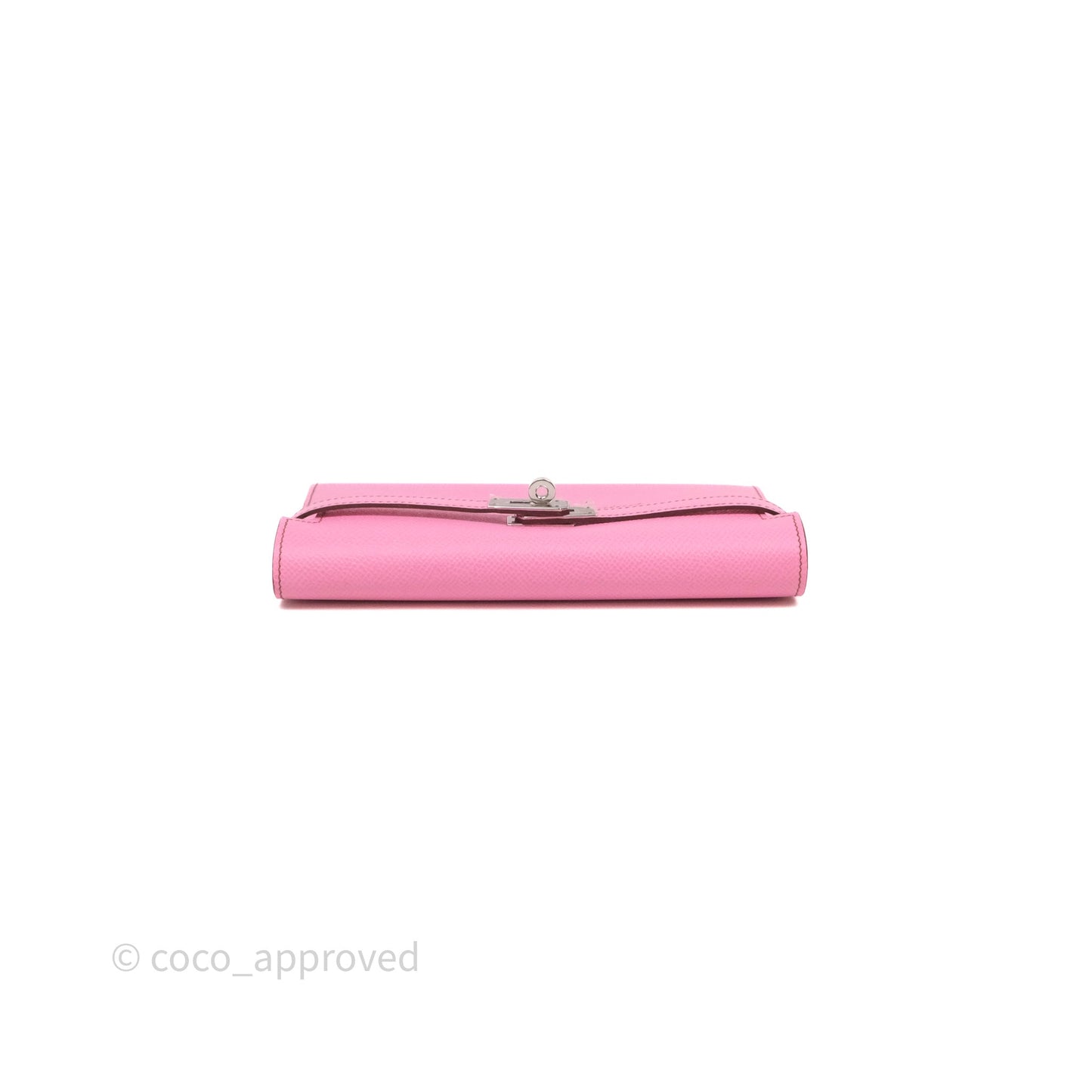 Hermès Kelly Wallet Bubblegum Epsom Palladium Hardware