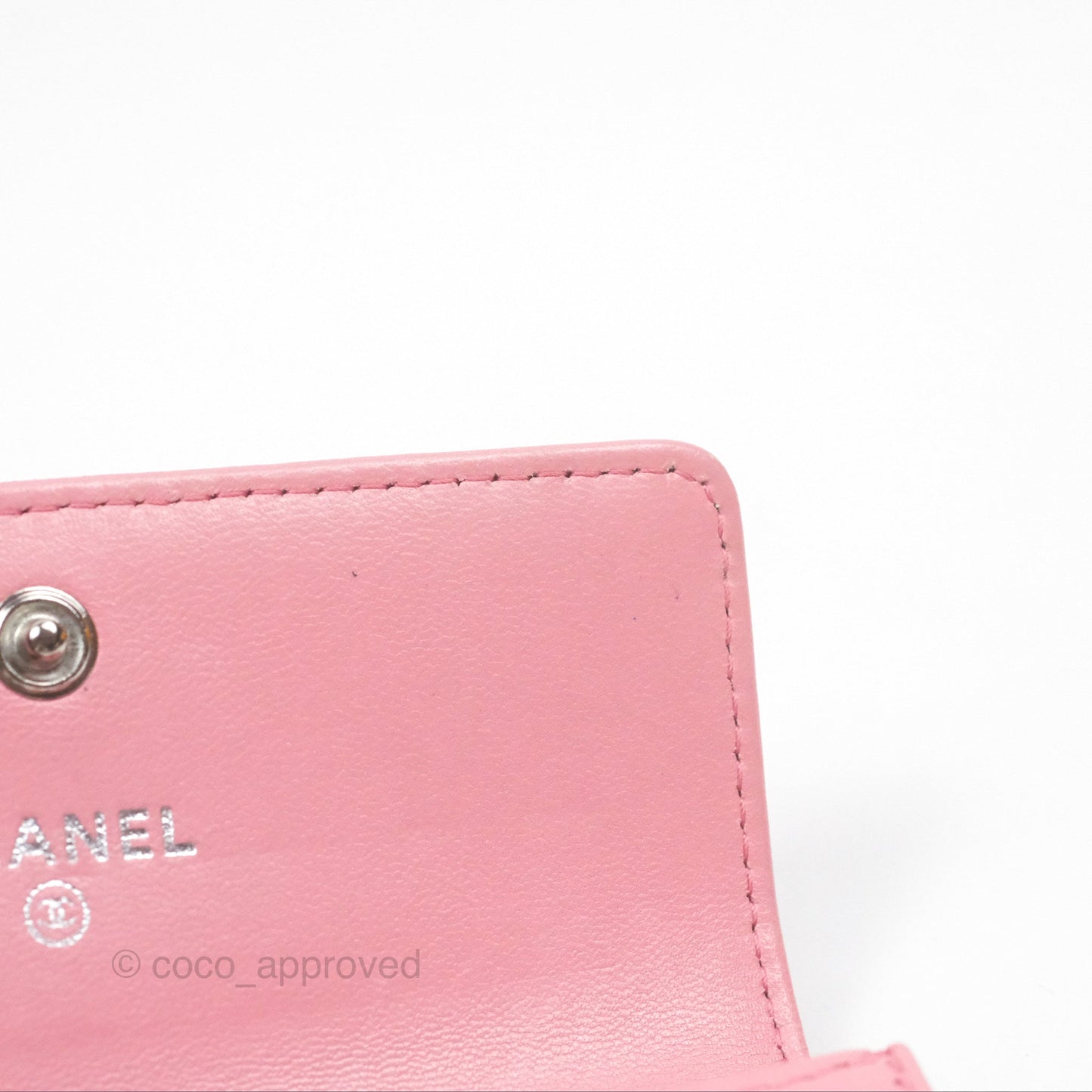 Chanel Quilted Flap Card Holder Pink Lambskin Silver Hardware