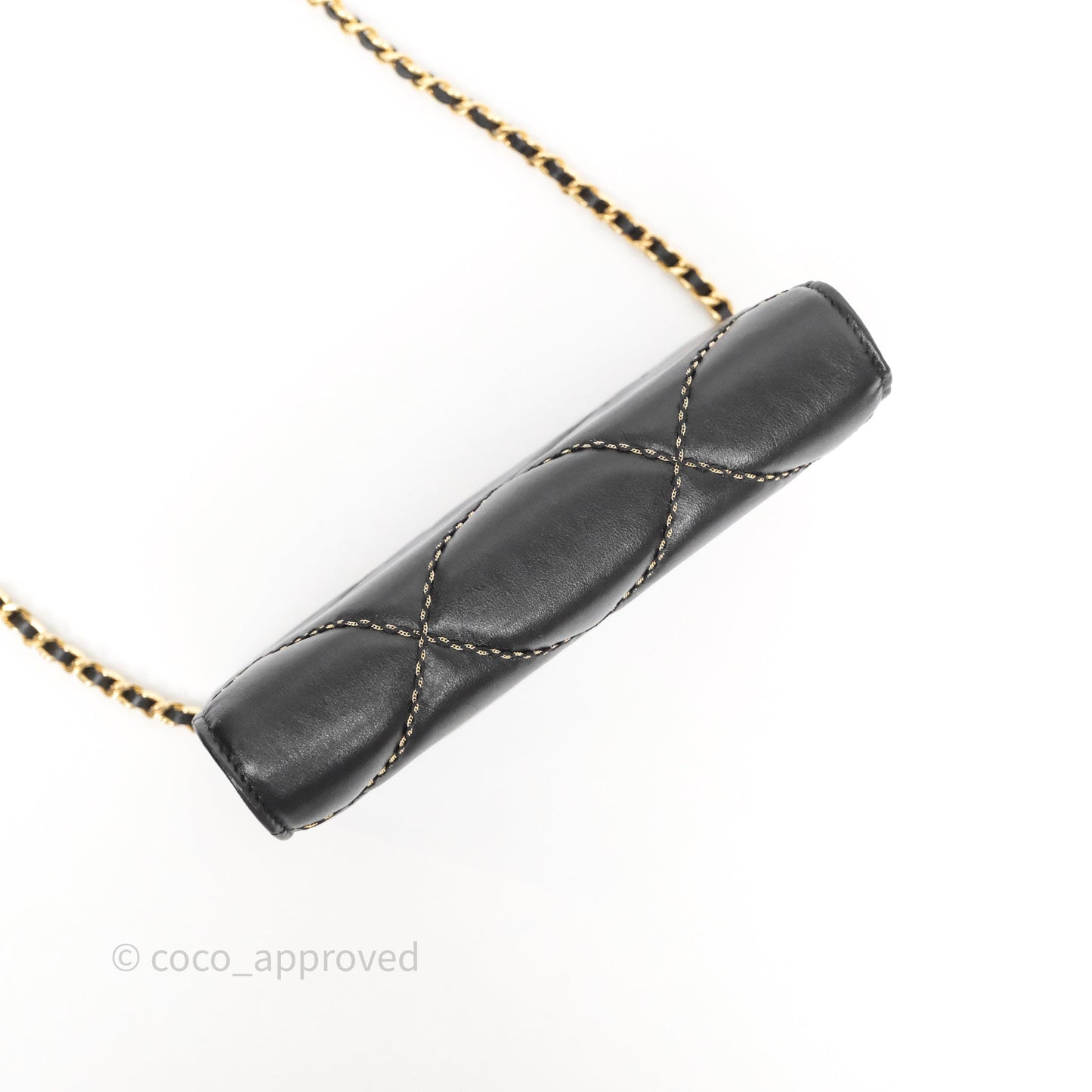 Chanel Quilted Wallet on Chain WOC Stitching Black Calfskin Gold Hardware