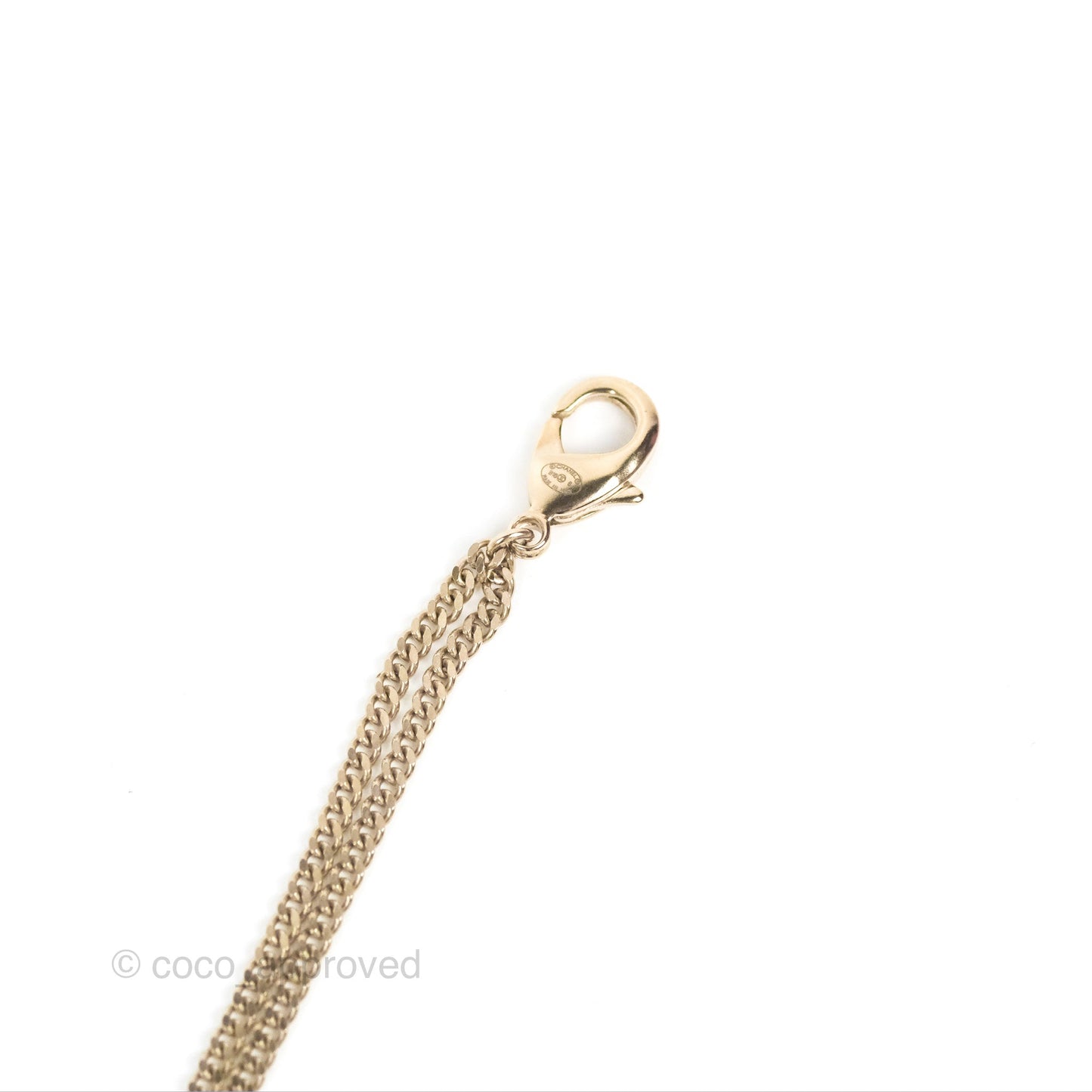 Chanel CC Pearl Chain Long Necklace Gold Tone 16B