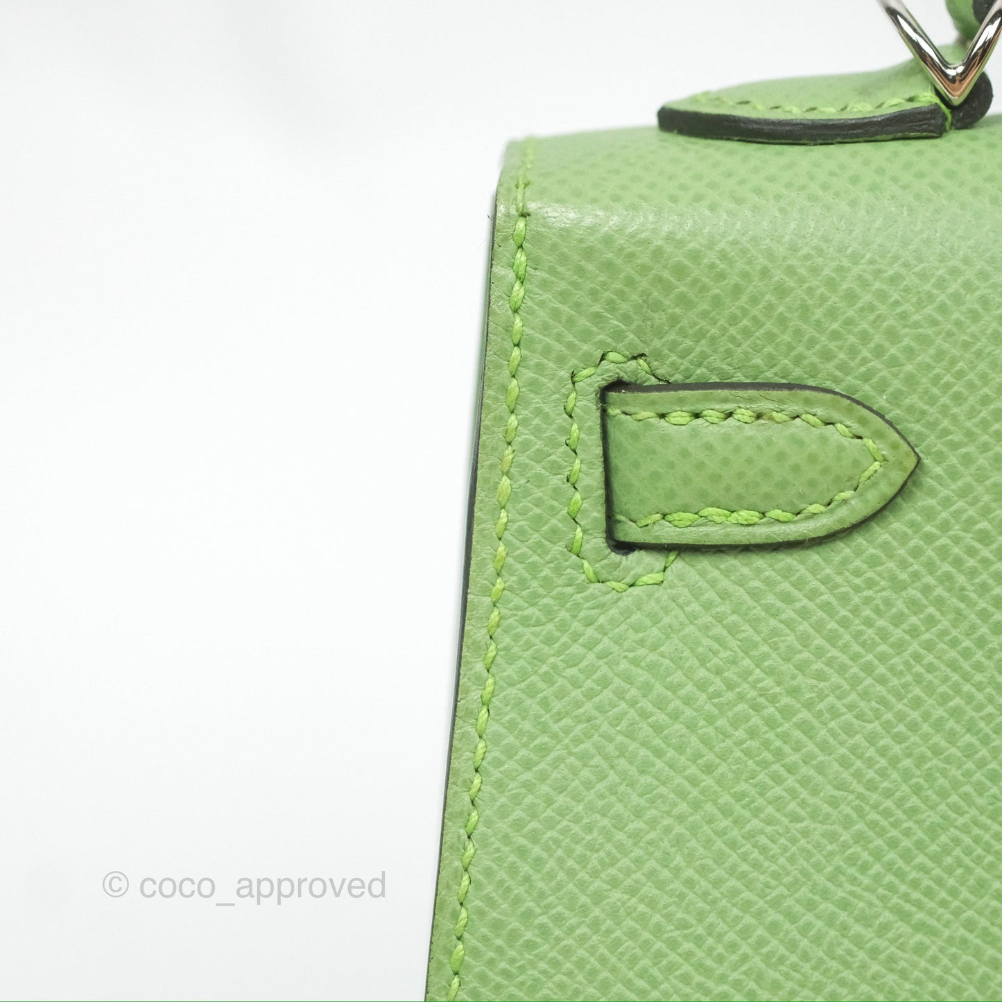Hermès Mini Kelly II Vert Criquet Epsom Palladium Hardware